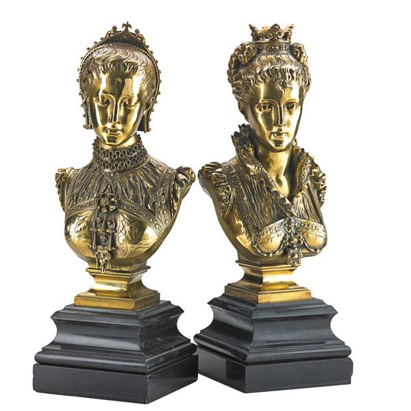 Appraisal: PAIR OF RENAISSANCE REVIVAL GILT BRONZE BUSTS Condition Report