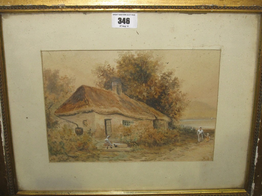 Appraisal: Watercolour of figures by a cottage unsigned