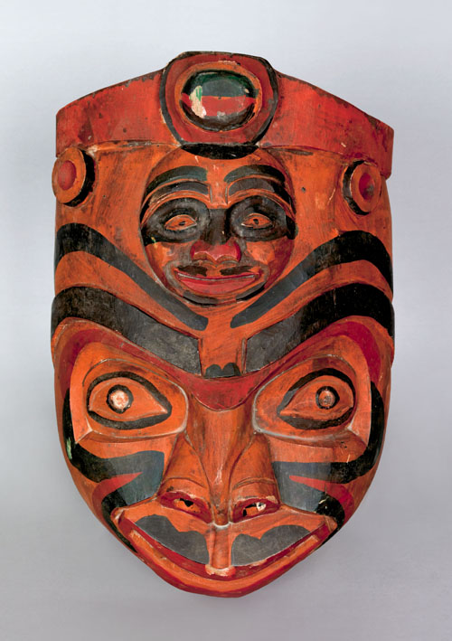 Appraisal: Contemporary carved and painted mask in the Northwest coast style