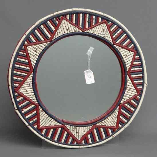 Appraisal: Early painted patriotic twig mirror '' Diameter