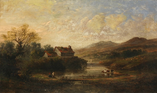 Appraisal: British School th Century Fishing in the Loch Unsigned Oil