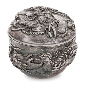 Appraisal: A Chinese Export Silver Tea Caddy MARKED FOR PURE SILVER