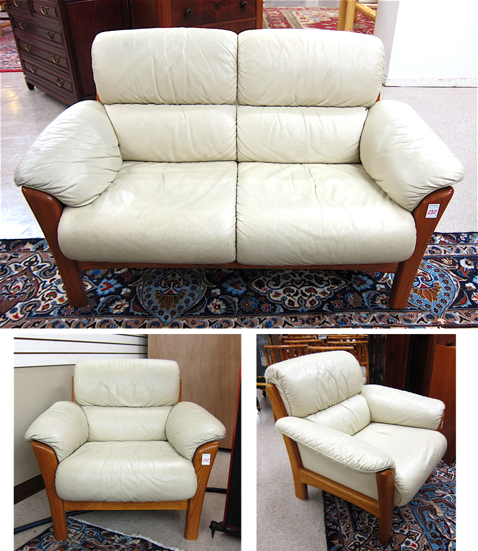 Appraisal: THREE-PIECE MID-CENTURY MODERN LOVESEAT AND ARMCHAIR SET J E Ekornes