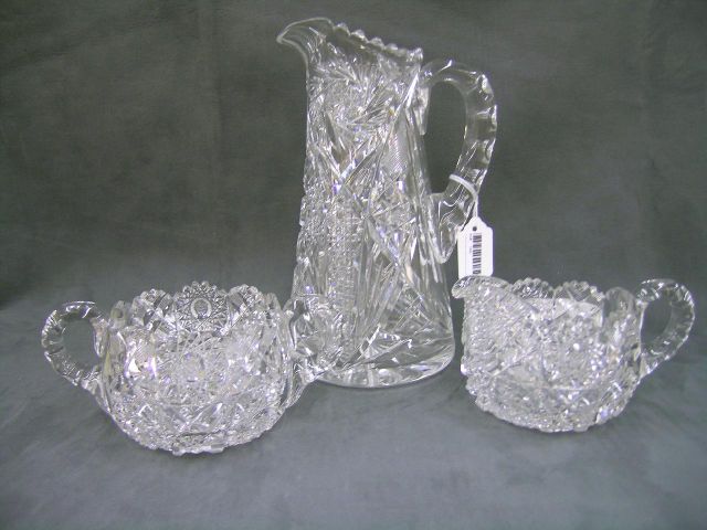 Appraisal: Antique cut glass creamer sugar pitcher including Hunt Royal cream