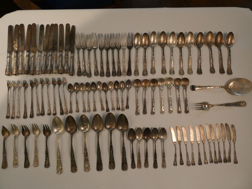 Appraisal: TIFFANY STERLING FLATWARE SET PCS - WAVE EDGE PAT Antique