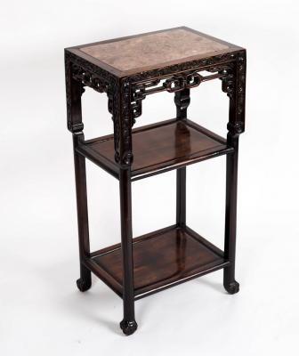 Appraisal: A Chinese carved hardwood vase stand with marble top cm