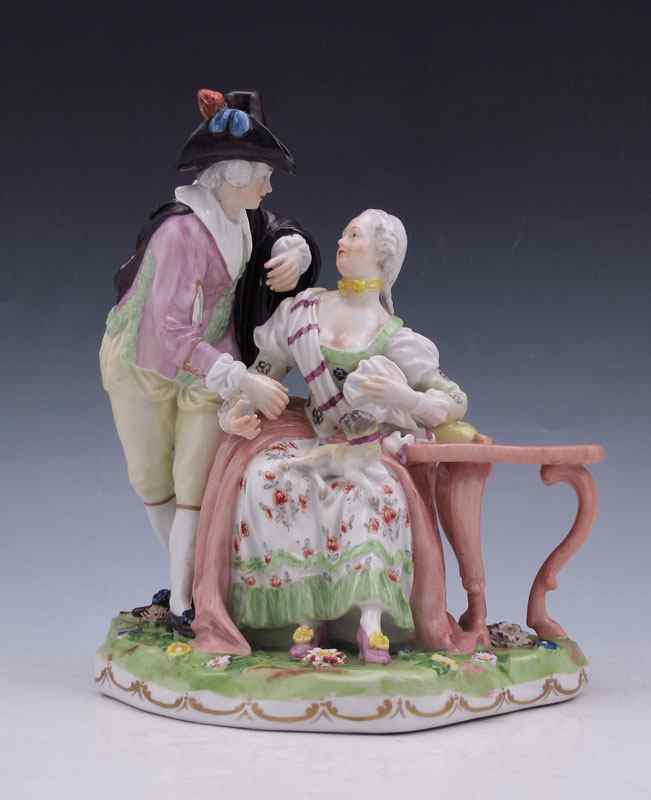 Appraisal: EARLY MEISSEN QUALITY PORCELAIN FIGURAL GROUP WITH PUG DOG A