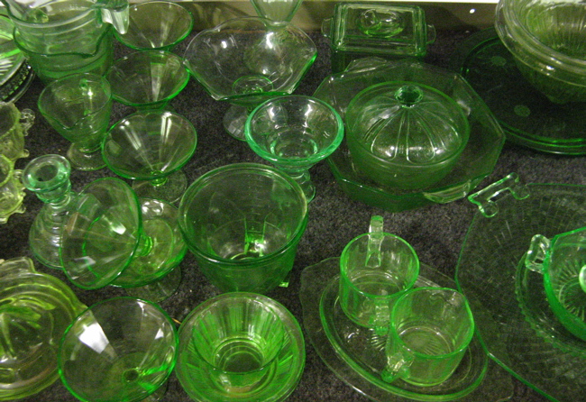 Appraisal: GROUP OF PIECES - OF GREEN DEPRESSION GLASS IN ASSORTED