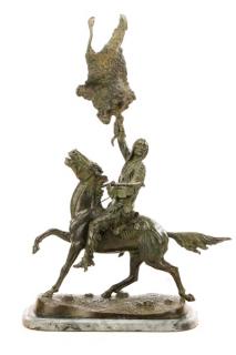 Appraisal: After Frederic Remington Buffalo Signal Bronze After Frederic Sackrider Remington