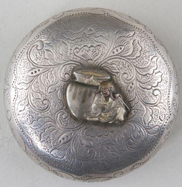 Appraisal: Antique Japanese Silver Compact designed for powder a circular form