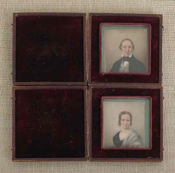 Appraisal: Pair of watercolor on ivory miniature portraits of a man