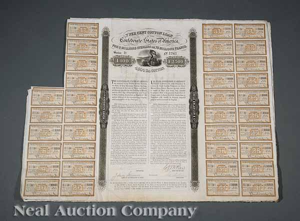 Appraisal: Confederate Bonds a group of C S A Cotton Bonds