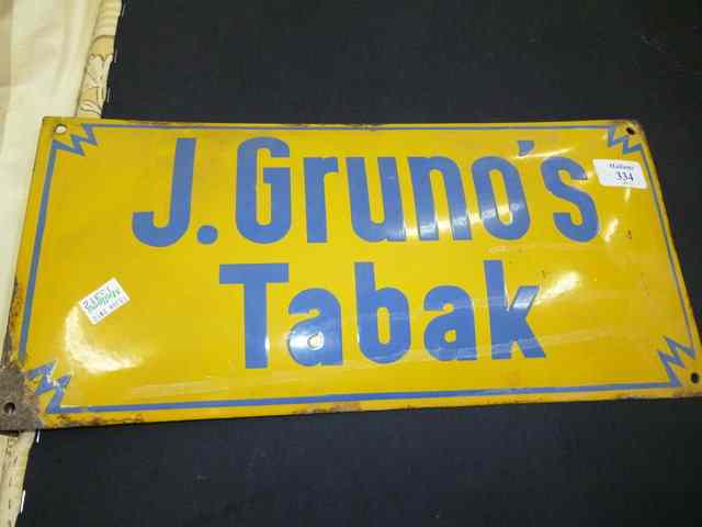 Appraisal: A YELLOW AND BLUE LETTERED FRENCH ENAMEL SHOP SIGN 'J