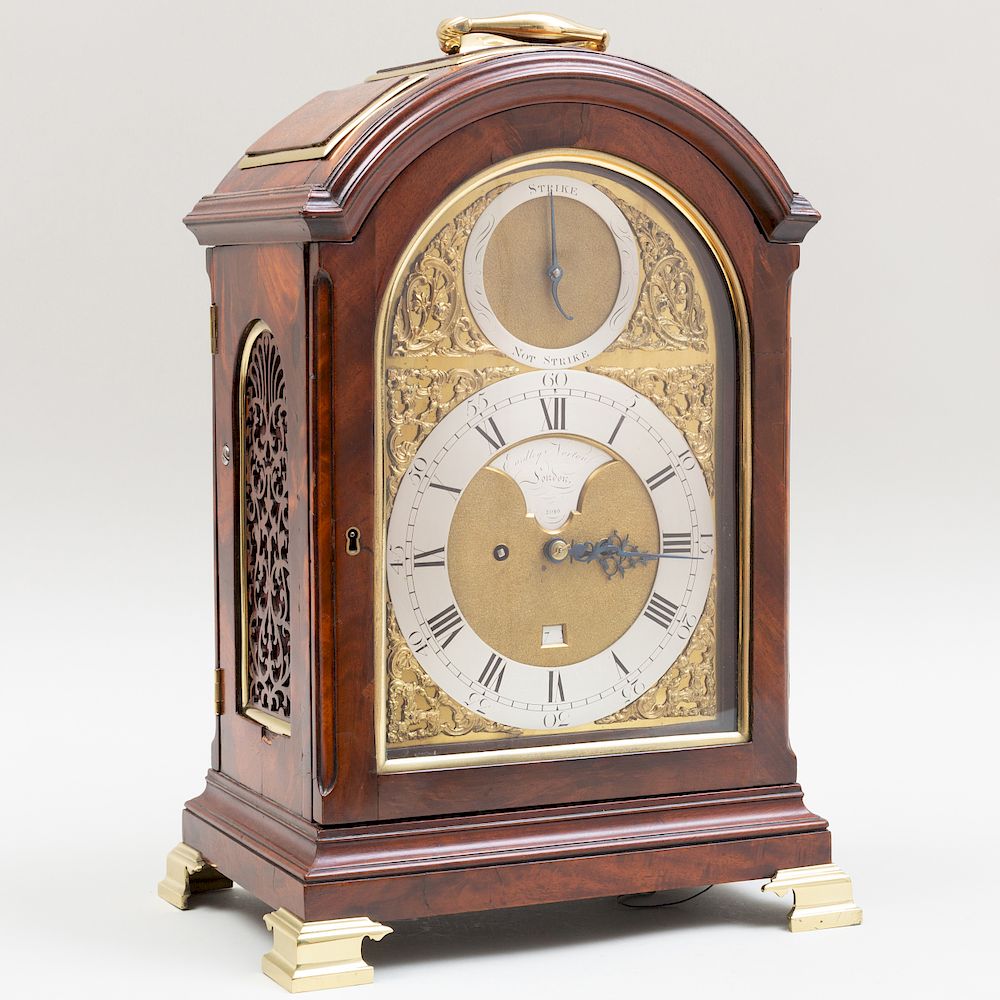 Appraisal: George III Brass-Mounted Mahogany Mantle Clock Dial signed by Eardley