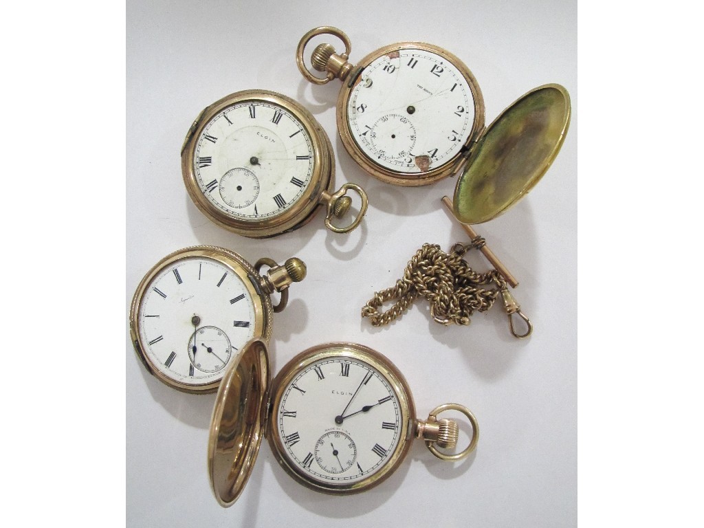 Appraisal: Lot comprising four rolled gold cased pocket watches and an