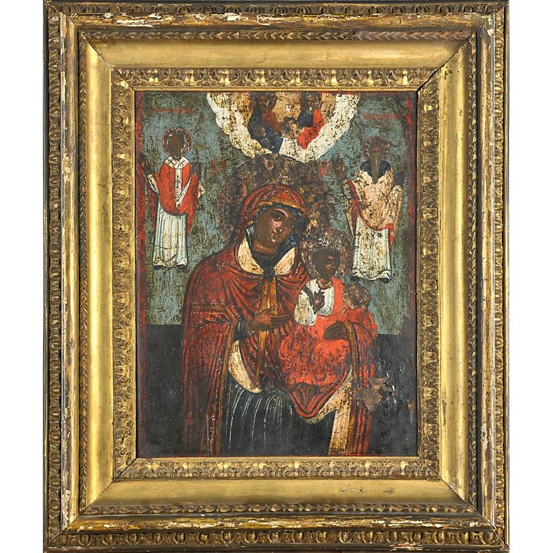 Appraisal: GREEK ICON Panel of Madonna and Child late th th