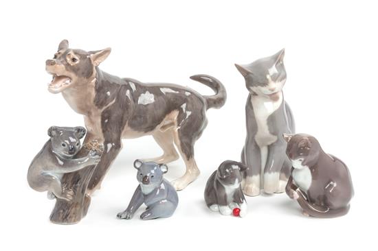 Appraisal: Sale Lot Six Bing Grondahl Porcelain Animal Figures th century