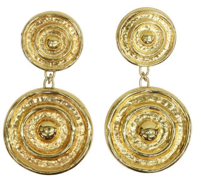 Appraisal: pair Estate kt yellow gold earrings graduated hammered discs for