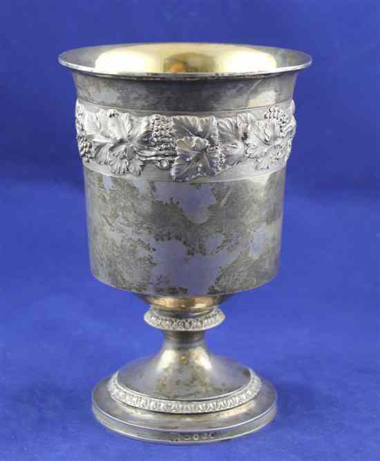 Appraisal: A George III silver goblet decorated with vineous band with