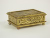 Appraisal: TRINKET BOX - Gilded brass and brown slag glass trinket