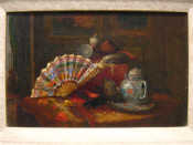 Appraisal: The Fan' still life with teapots in the style of