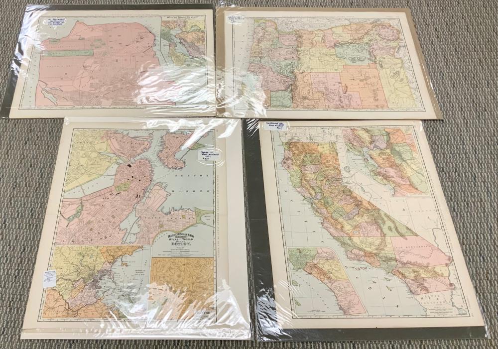 Appraisal: Four Unframed Maps Including San Francisco Oregon California and Boston