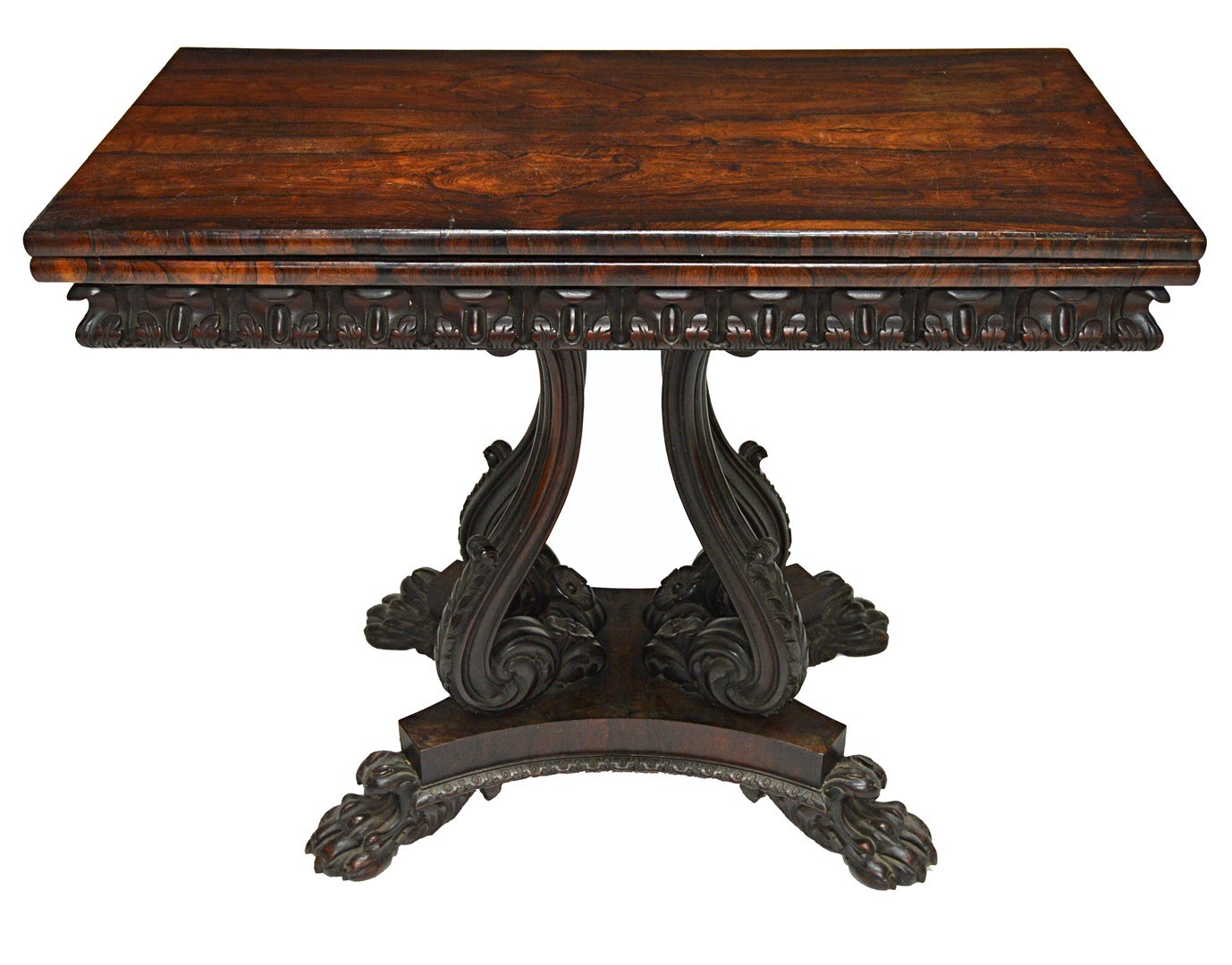 Appraisal: A William IV rosewood card table the rectangular top on