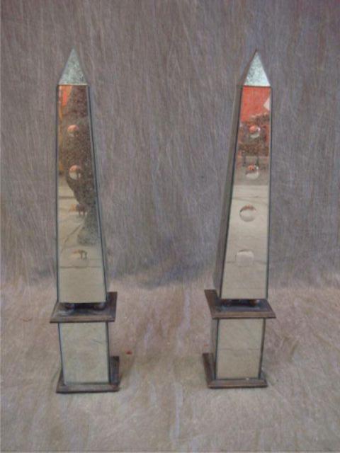 Appraisal: Pair mirrored obelisks From a Flushing NY home Dimensions high