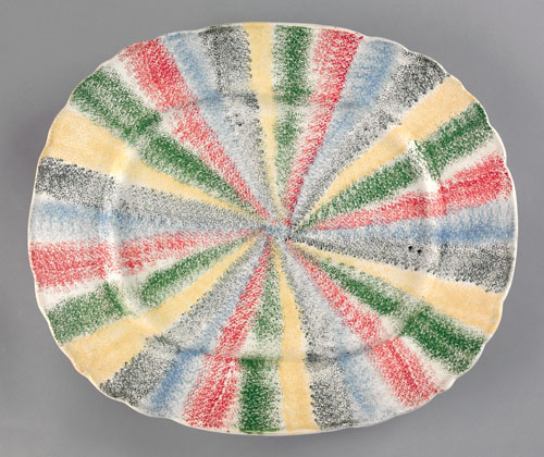 Appraisal: Rare five color rainbow spatter platter th c l w