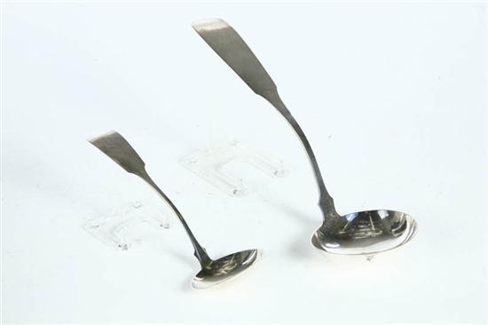 Appraisal: TWO SILVER LADLES Both marked for Edward Kinsey Newport Kentucky