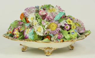 Appraisal: English footed floral basket circa the top adorned with floral