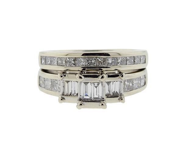 Appraisal: K Gold Diamond Engagement Wedding Ring Set METAL K gold