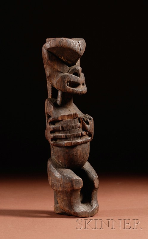 Appraisal: Maori Carved Wood Figure Tiki New Zealand th century with