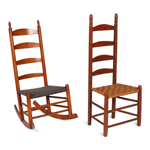 Appraisal: A Group of Shaker Chairs th th Century includes a