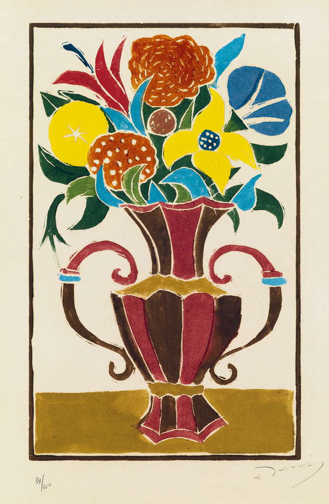 Appraisal: ANDR DERAIN Bouquet de Fleurs dans un Vase Color woodcut