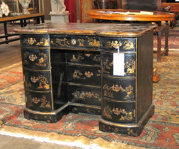 Appraisal: A George III style chinoiserie decorated ebonized dressing table late