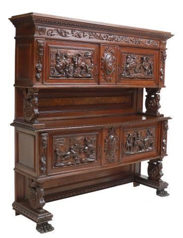 Appraisal: Italian Renaissance Revival walnut sideboard early th c egg-and-dart molded