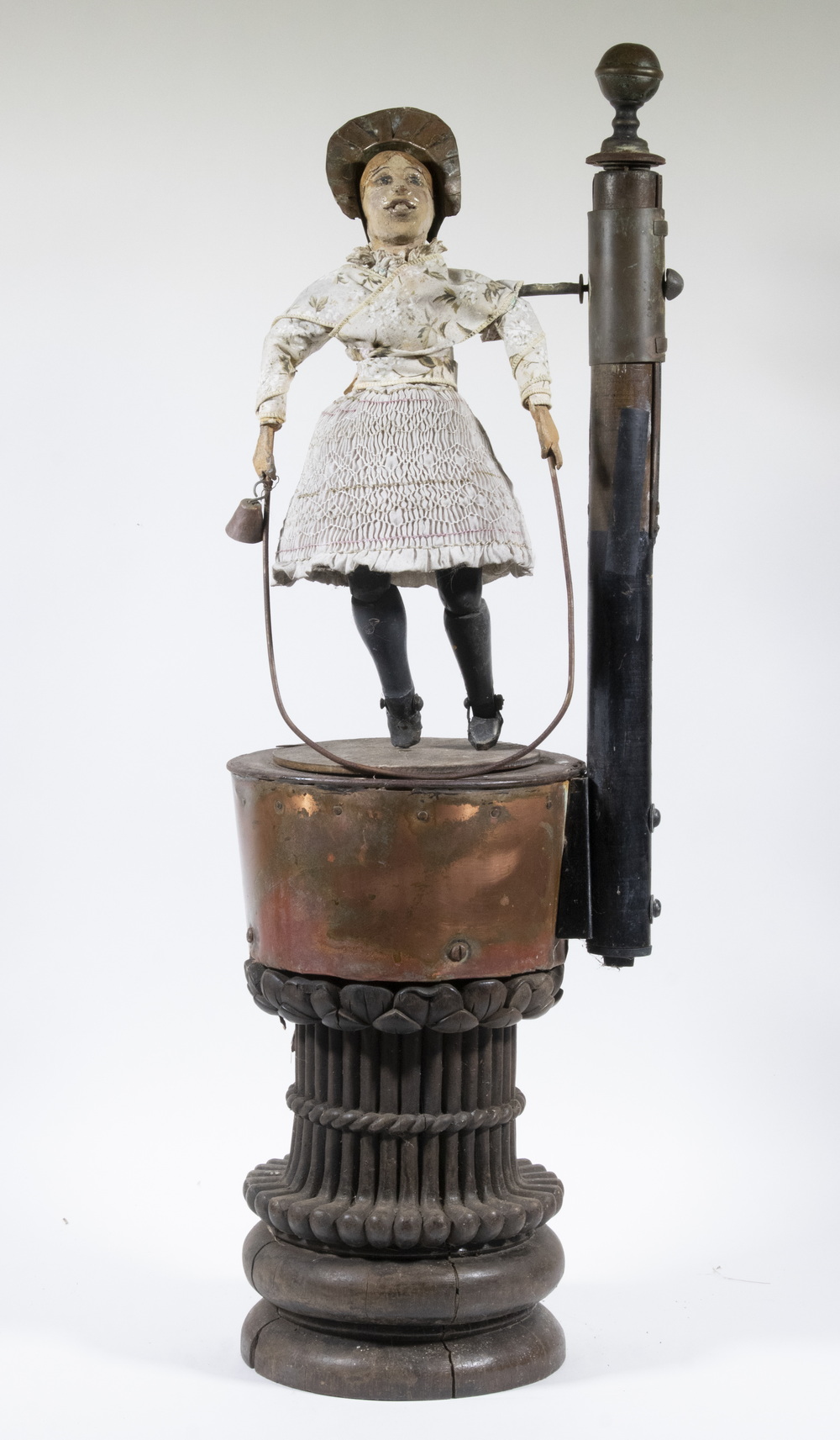 Appraisal: STEAMPUNK ASSEMBLAGE 'JUMP-ROPE' AUTOMATON Girl Jumping Rope Sculptural Automaton late