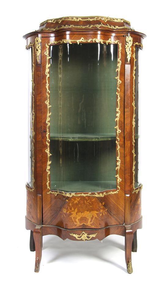 Appraisal: Louis XVI Style Gilt Metal Mounted Vitrine Cabinet having floral