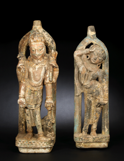 Appraisal: Pair of Indian Carved Sandstone Figures late th early th