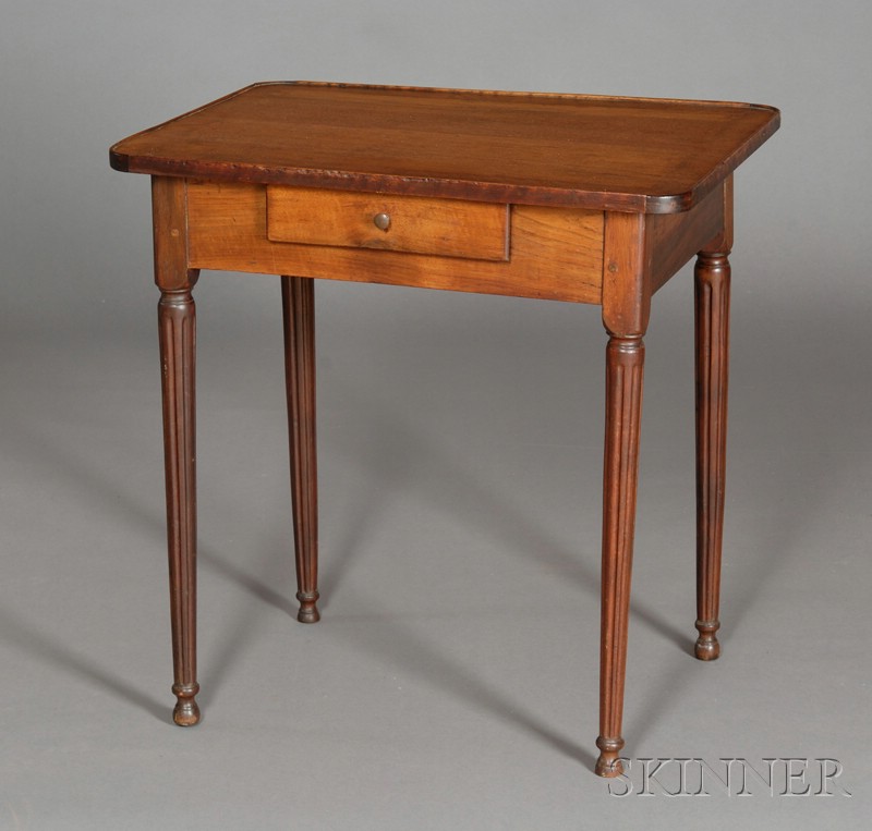 Appraisal: Louis XVI Walnut Single Drawer Side Table c the rectangular