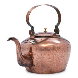 Appraisal: A Signed American Copper Tea Kettle George Tryon Philadelphia Pennsylvania