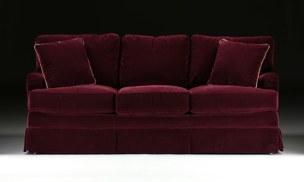 Appraisal: A HENREDON PURPLE VELVET UPHOLSTERED WITH WELT TRIM SOFA NORTH