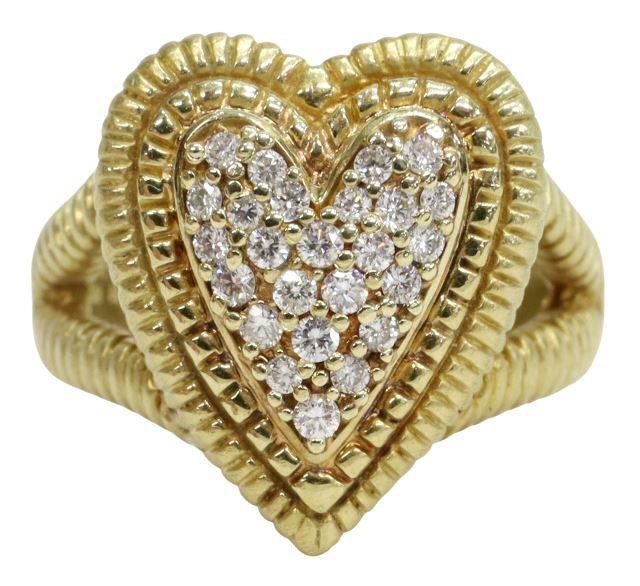 Appraisal: Estate kt yellow gold and diamond heart ring Judith Ripka