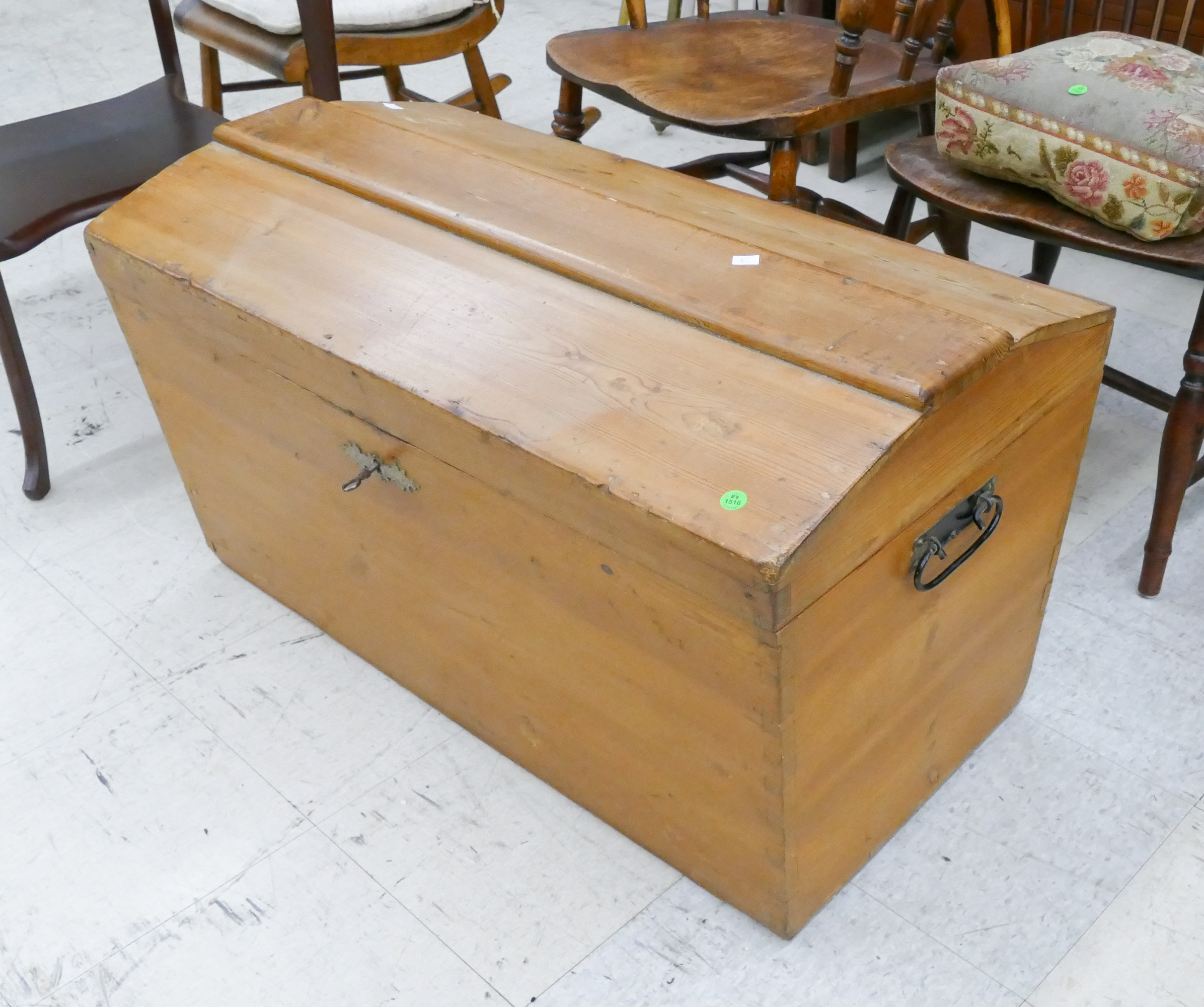 Appraisal: Antique Pine Dome Topped Trunk- x x ''