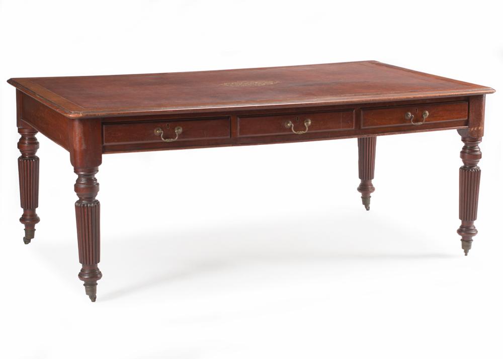 Appraisal: Large William IV Mahogany Writing Table inset tooled leather top