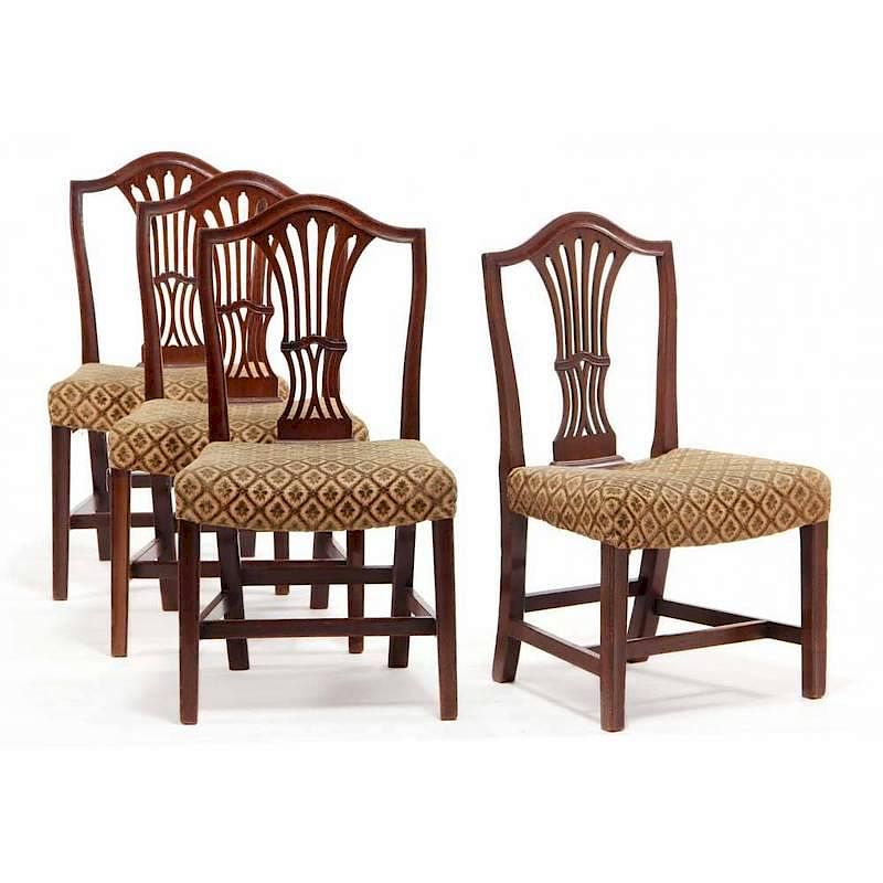 Appraisal: Set of Four Federal Side Chairs circa mahogany chestnut and