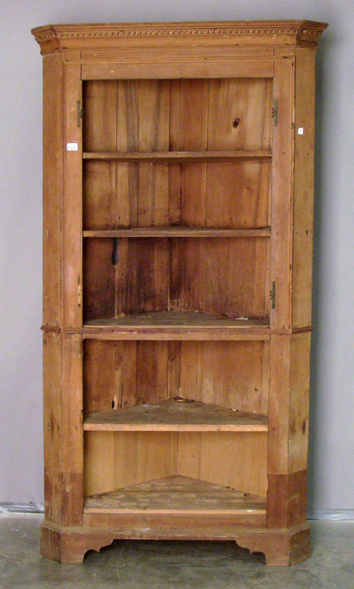 Appraisal: Pennsylvania poplar -pc corner cupboard th c h w