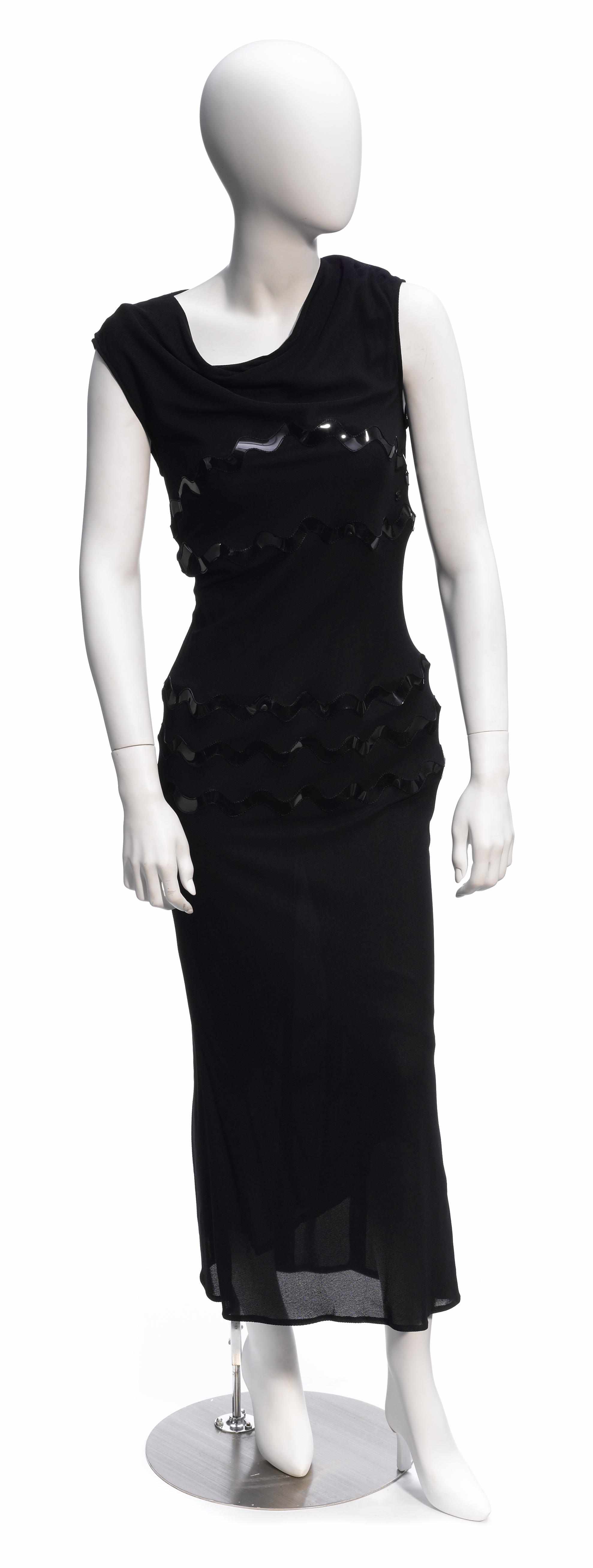 Appraisal: A Chanel midnight long dress sleeveless with appliqu size