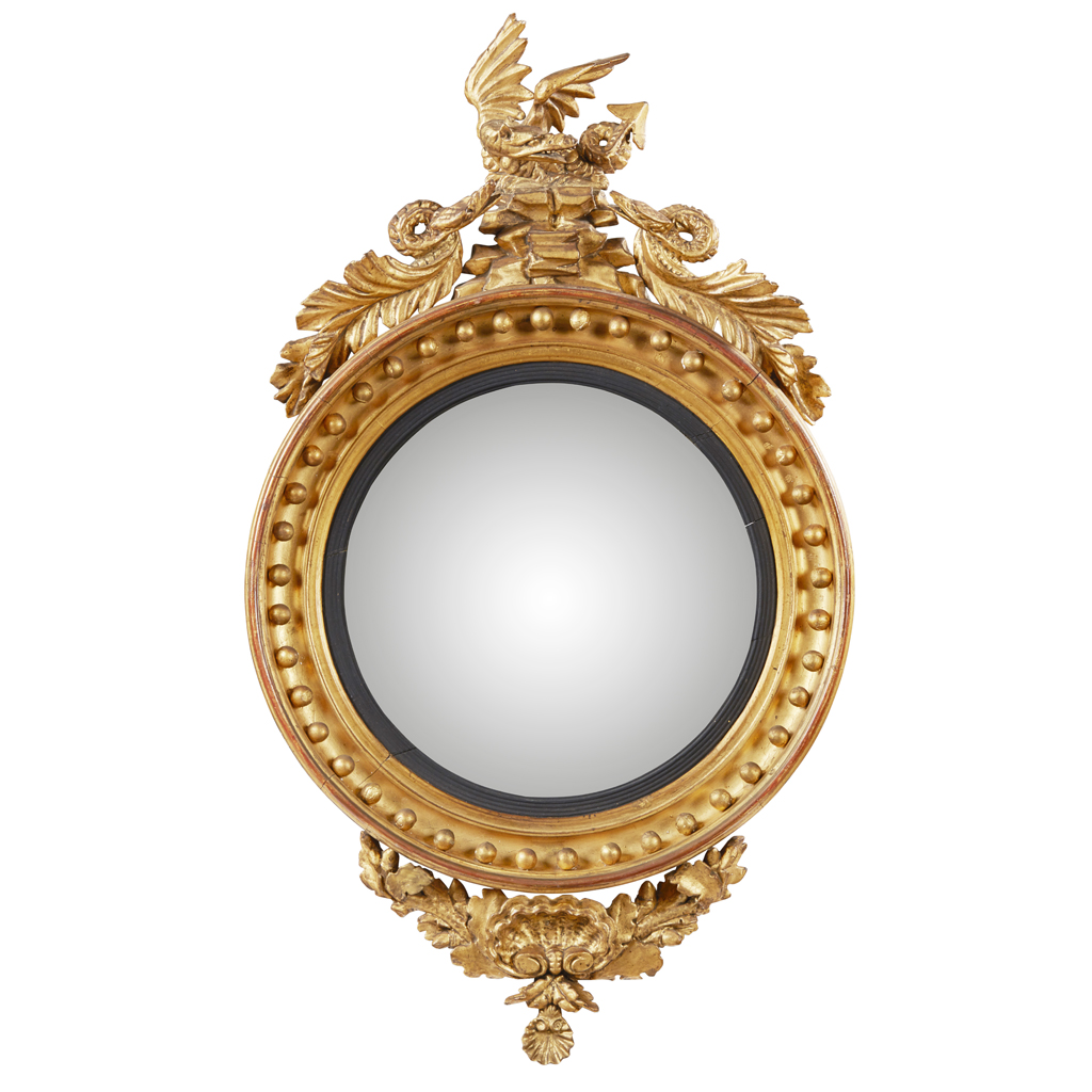 Appraisal: REGENCY GILTWOOD CONVEX MIRROR EARLY TH CENTURY the convex mirror